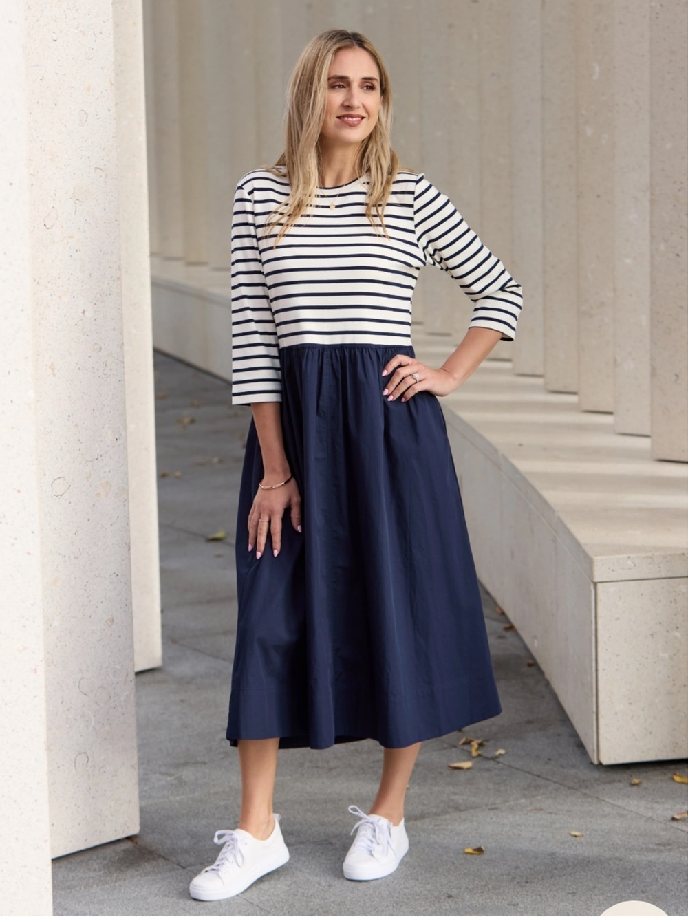 NWT Maye The Label Lola Midi Dress in French Navy Stripe Size AU 3XL US 16/18
